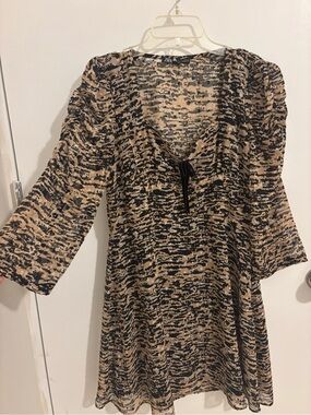 Zara Animal Print Beige and Black Mini Dress